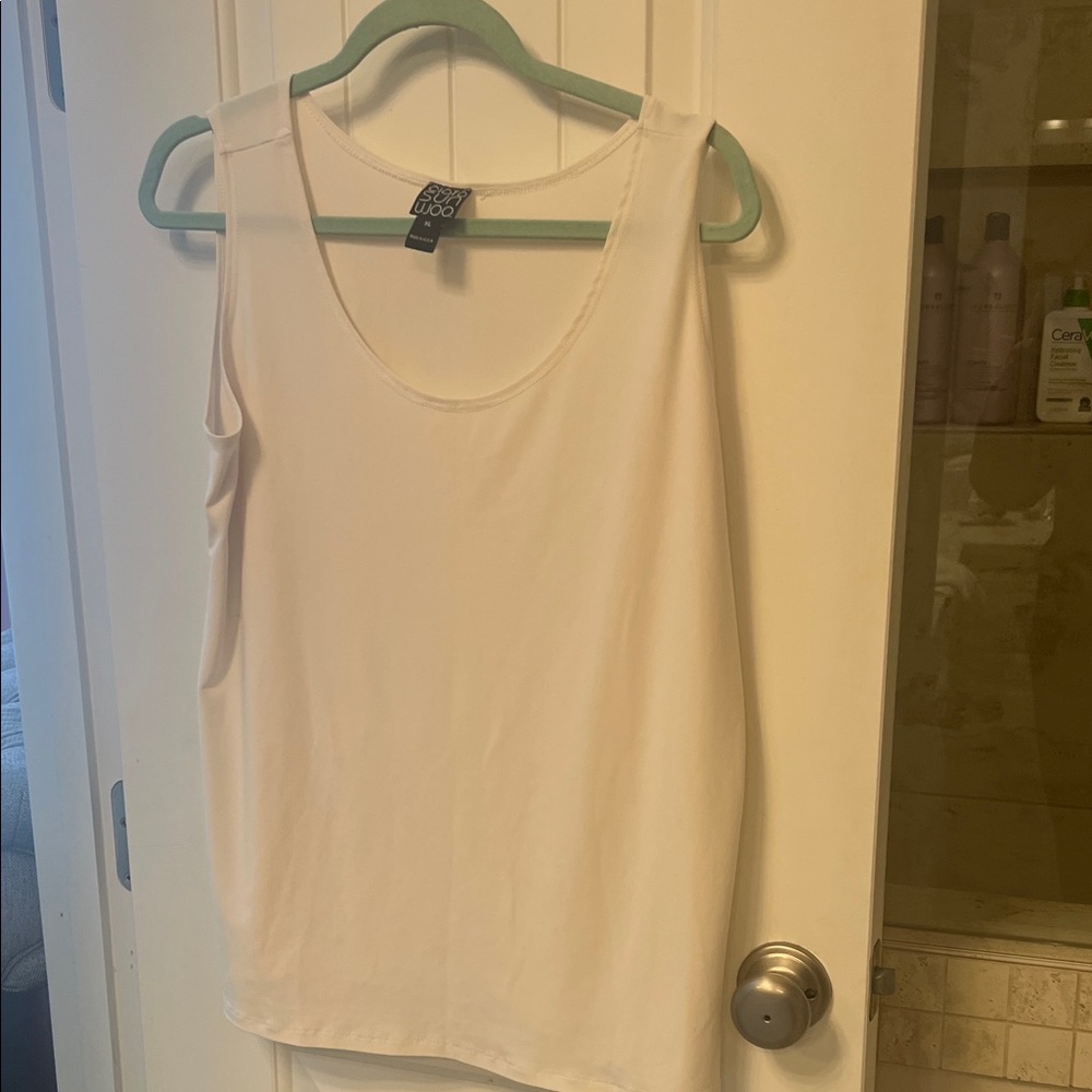 Clara Sun Woo Cream Scoop Neck Tank - Women's Lightweight Layering Top